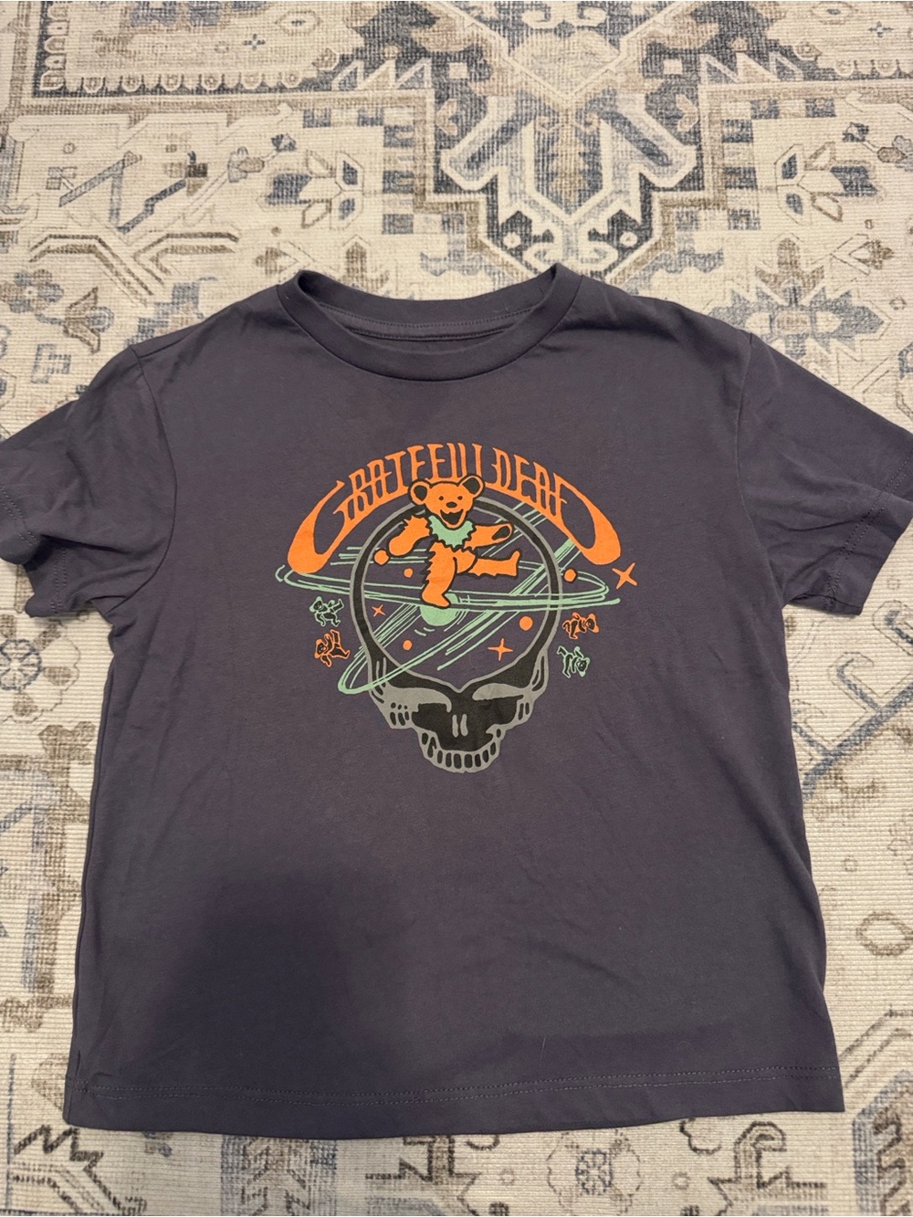 Grateful Dead Youth XS 4/5 Charcoal Dancing Bear Steal Your Face Tee